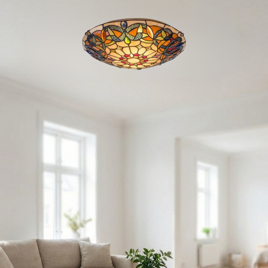 Brilagi - Tiffany-Buntglas-Deckenleuchte LUISA 2xE27/60W/230V Ø 40 cm