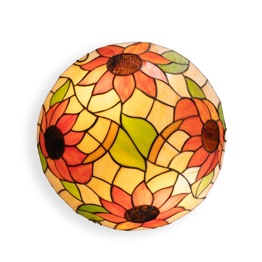 Brilagi - Tiffany-Buntglas-Deckenleuchte SUNFLOWER 2xE27/60W/230V Ø 40 cm