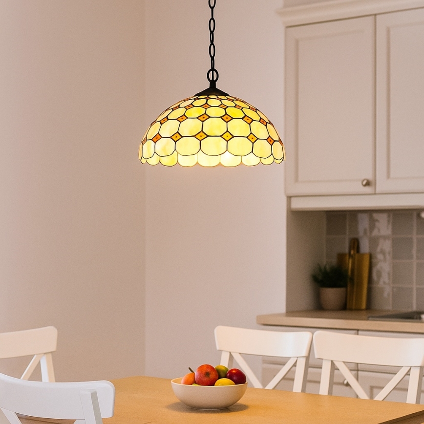 Brilagi - Tiffany-Buntglas-Kronleuchter an Kette DORAN 2xE27/60W/230V