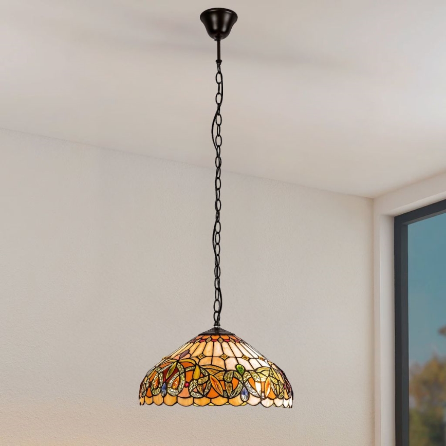 Brilagi - Tiffany-Buntglas-Kronleuchter an Kette LUISA 2xE27/60W/230V