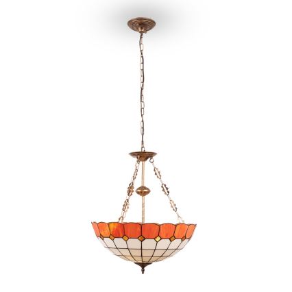 Brilagi - Tiffany-Buntglas-Kronleuchter mit Kette SIENNA 3xE27/60W/230V Ø 50 cm