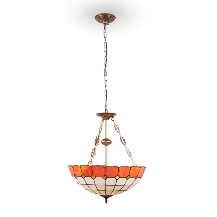 Brilagi - Tiffany-Buntglas-Kronleuchter mit Kette SIENNA 3xE27/60W/230V Ø 50 cm