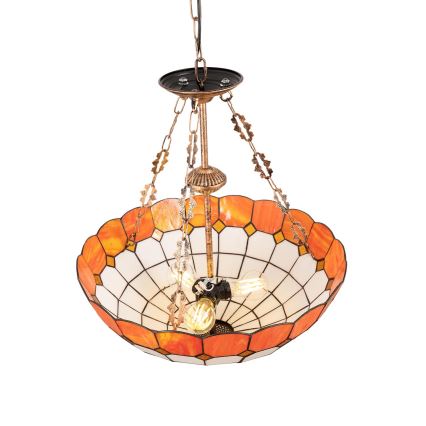 Brilagi - Tiffany-Buntglas-Kronleuchter mit Kette SIENNA 3xE27/60W/230V Ø 50 cm