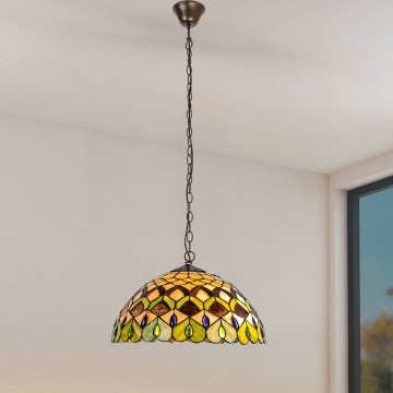 Brilagi - Tiffany-Buntglas-Pendelleuchte mit Kette MARGARET 2xE27/60W/230V