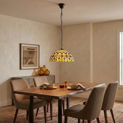 Brilagi - Tiffany-Buntglas-Pendelleuchte mit Kette MARGARET 2xE27/60W/230V