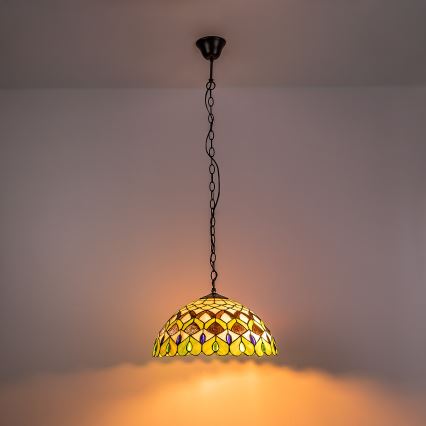 Brilagi - Tiffany-Buntglas-Pendelleuchte mit Kette MARGARET 2xE27/60W/230V