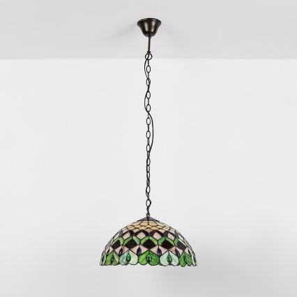 Brilagi - Tiffany-Buntglas-Pendelleuchte mit Kette MARGARET 2xE27/60W/230V