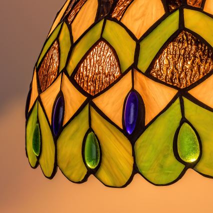 Brilagi - Tiffany-Buntglas-Pendelleuchte mit Kette MARGARET 2xE27/60W/230V