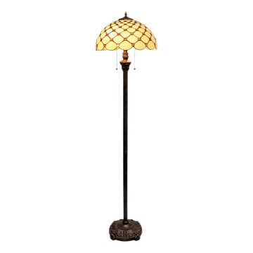 BRILAGI - Tiffany Buntglas-Stehlampe IVORY SMOOTH 2xE27/60W/230V