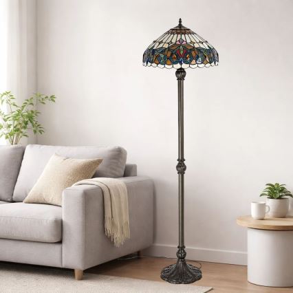Brilagi - Tiffany-Buntglas-Stehleuchte LUISA 2xE27/60W/230V