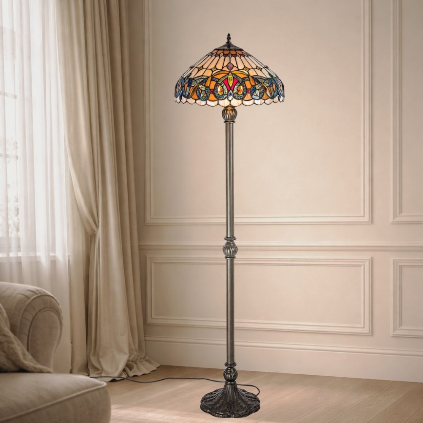 Brilagi - Tiffany-Buntglas-Stehleuchte LUISA 2xE27/60W/230V