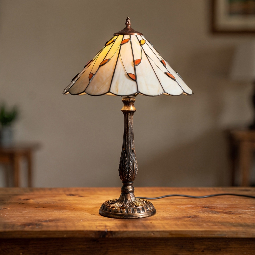 BRILAGI - Tiffany Buntglas-Tischlampe FOLIA 1xE27/60W/230V
