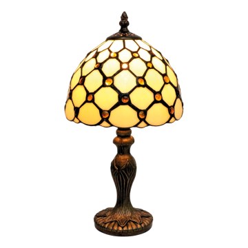 BRILAGI - Tiffany Buntglas-Tischlampe IVORY SMOOTH 1xE27/60W/230V