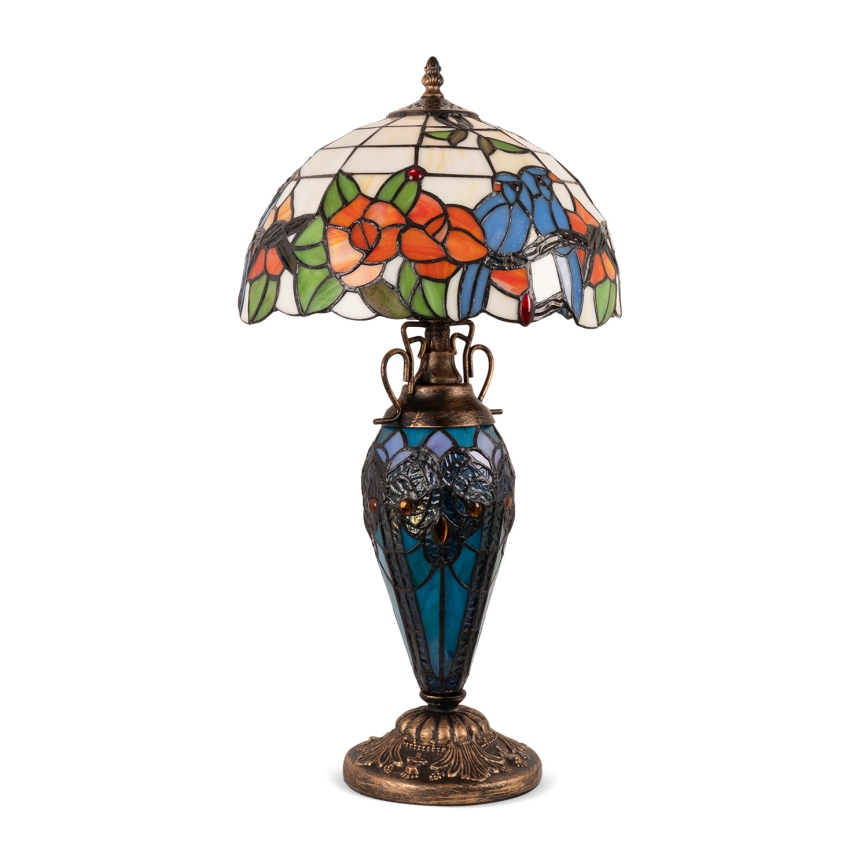 Brilagi - Tiffany-Buntglas-Tischlampe JUNGLE 1xE27/60W/230V + 1xE14/40W