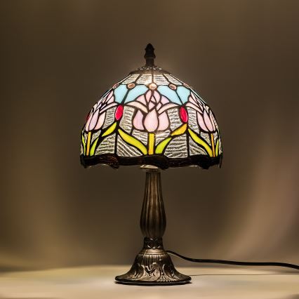 Brilagi - Tiffany-Buntglas-Tischlampe LORAS 1xE14/40W/230V