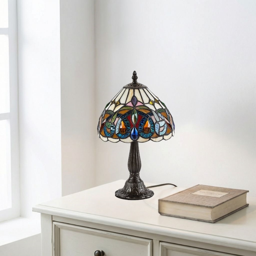 Brilagi - Tiffany-Buntglas-Tischlampe LUISA 1xE14/40W/230V