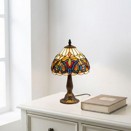 Brilagi - Tiffany-Buntglas-Tischlampe LUISA 1xE14/40W/230V