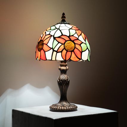 Brilagi - Tiffany-Buntglas-Tischlampe SUNFLOWER 1xE27/60W/230V