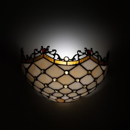 Brilagi - Tiffany-Buntglas-Wandleuchte Elfenbein 1xE14/40W/230V