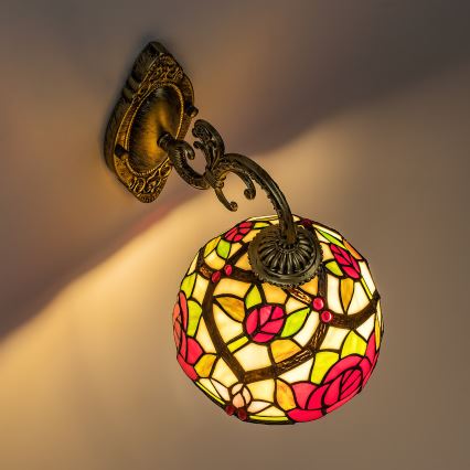 Brilagi - Tiffany-Buntglas-Wandleuchte GARLAN 1xE27/40W/230V