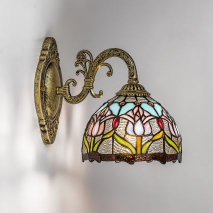 Brilagi - Tiffany-Buntglas-Wandleuchte LORAS 1xE27/40W/230V