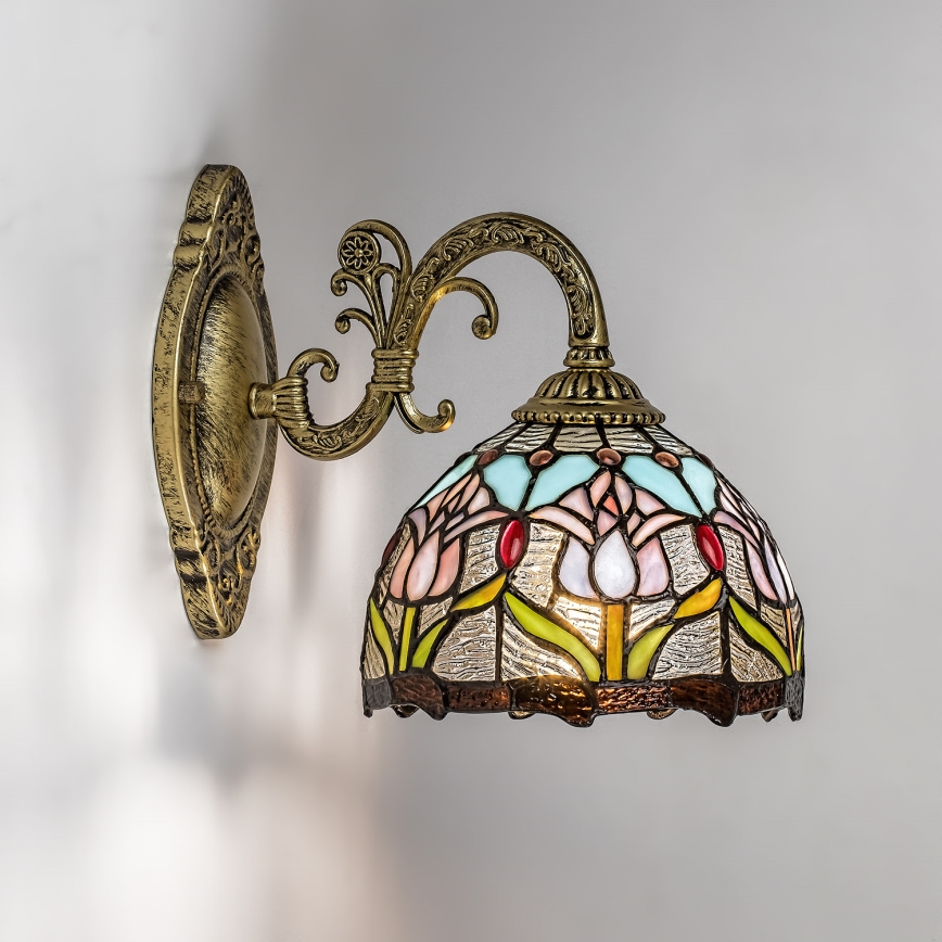 Brilagi - Tiffany-Buntglas-Wandleuchte LORAS 1xE27/40W/230V