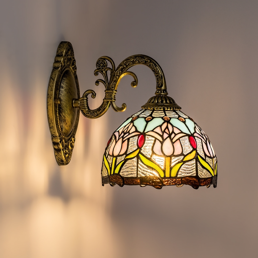 Brilagi - Tiffany-Buntglas-Wandleuchte LORAS 1xE27/40W/230V