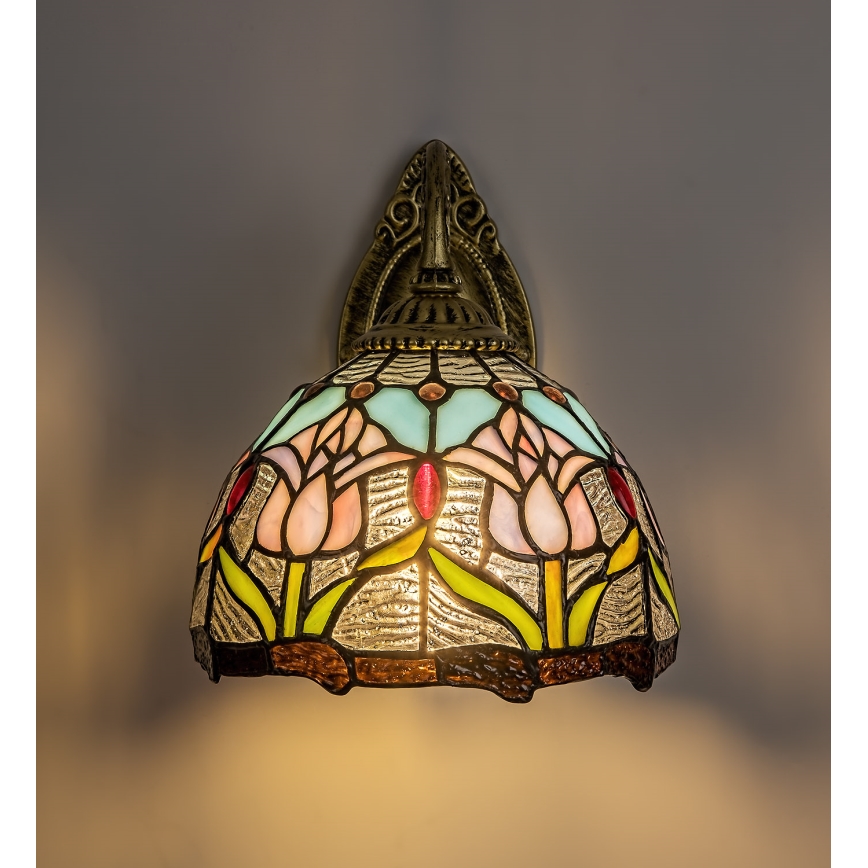 Brilagi - Tiffany-Buntglas-Wandleuchte LORAS 1xE27/40W/230V