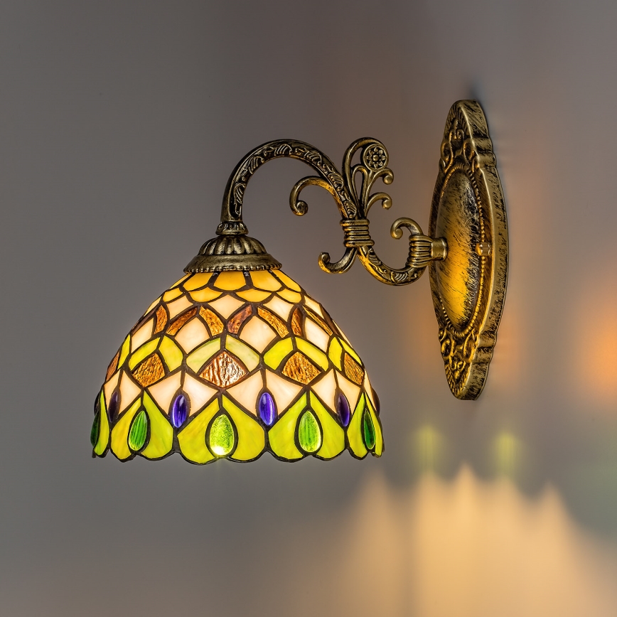 Brilagi - Tiffany-Buntglas-Wandleuchte MARGARET 1xE27/40W/230V