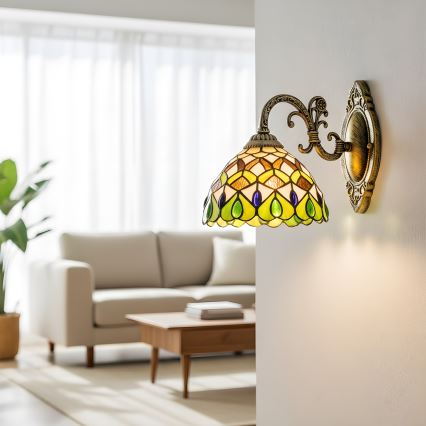 Brilagi - Tiffany-Buntglas-Wandleuchte MARGARET 1xE27/40W/230V