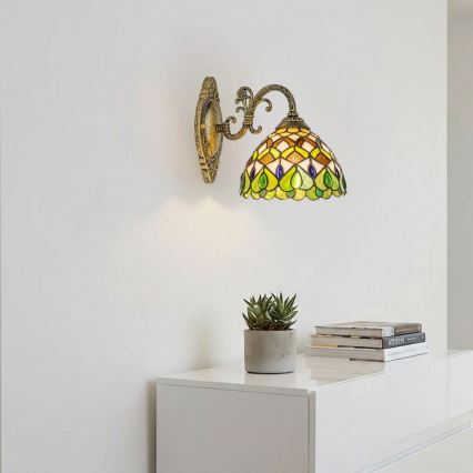 Brilagi - Tiffany-Buntglas-Wandleuchte MARGARET 1xE27/40W/230V