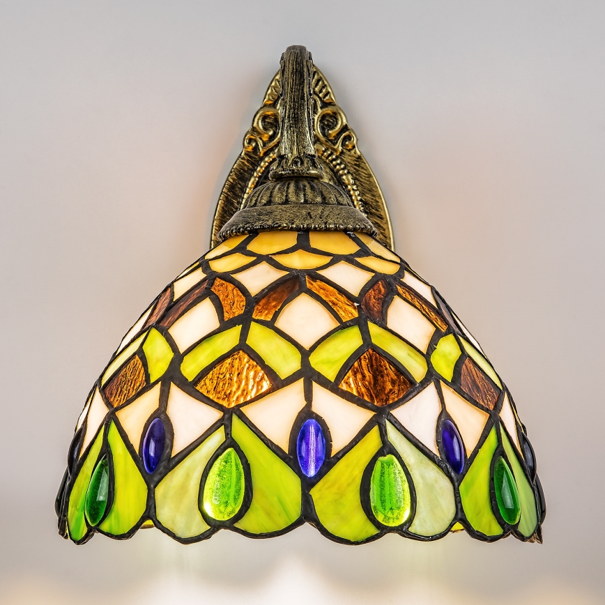 Brilagi - Tiffany-Buntglas-Wandleuchte MARGARET 1xE27/40W/230V