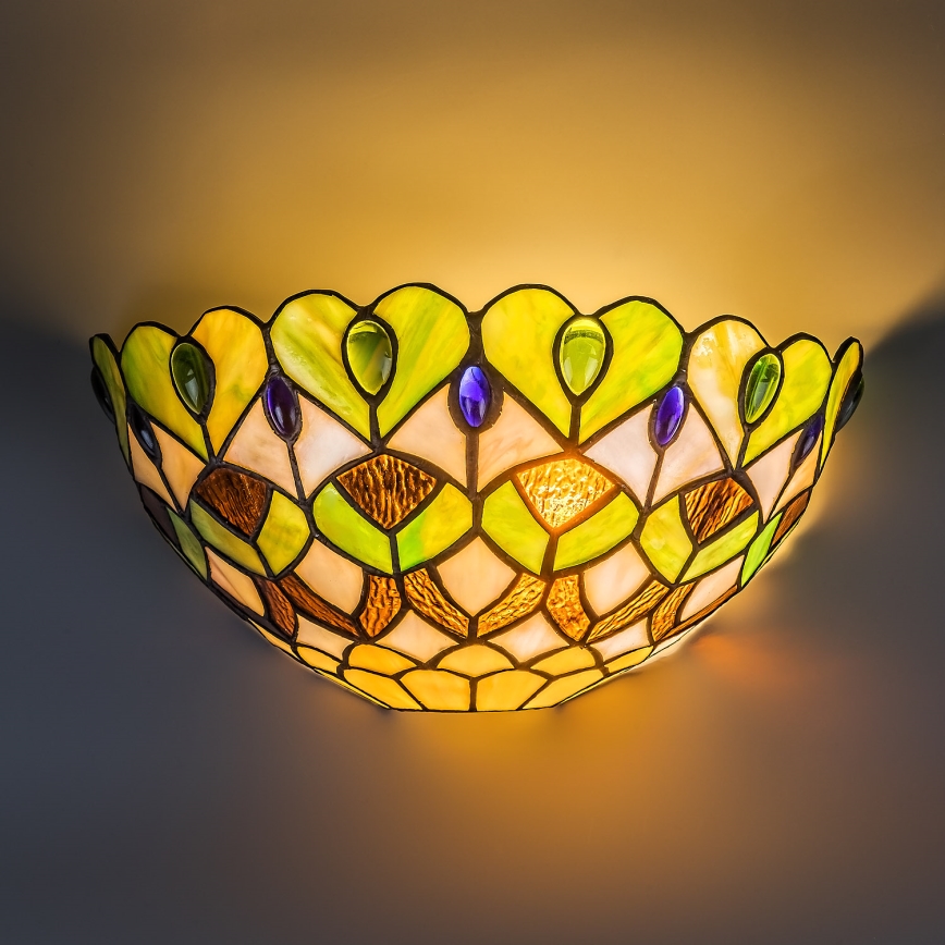 Brilagi - Tiffany-Buntglas-Wandleuchte MARGARET 1xE27/40W/230V