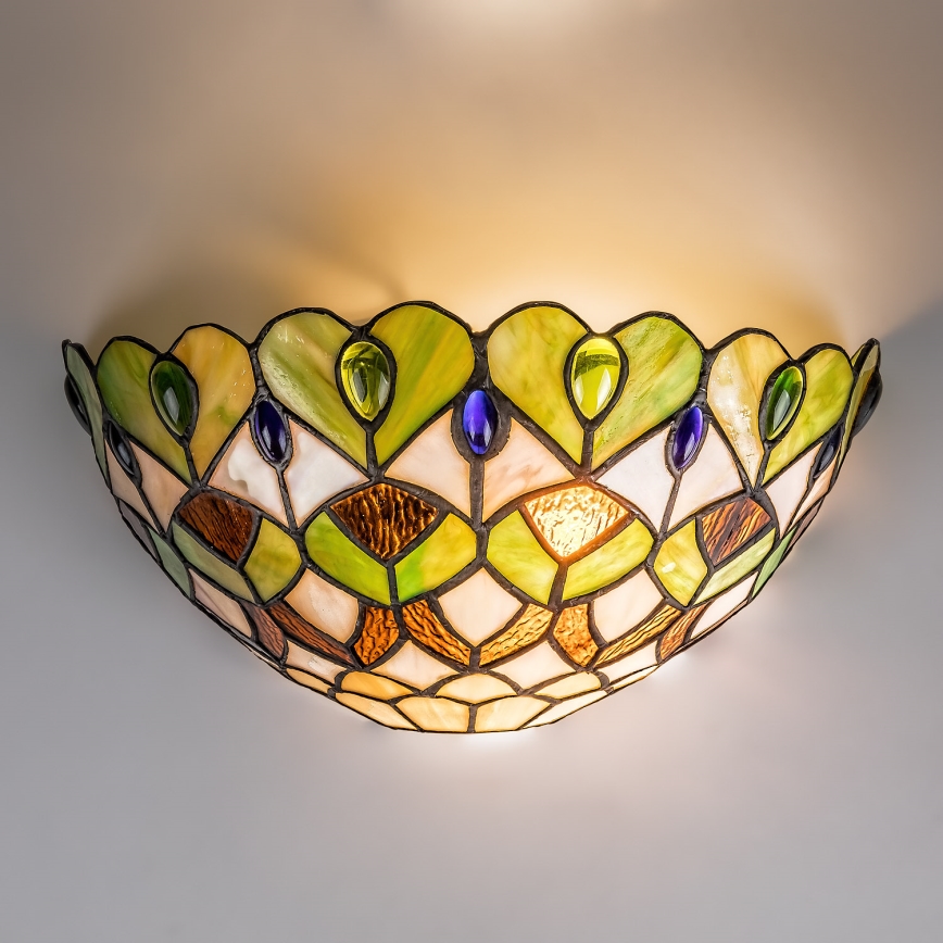 Brilagi - Tiffany-Buntglas-Wandleuchte MARGARET 1xE27/40W/230V