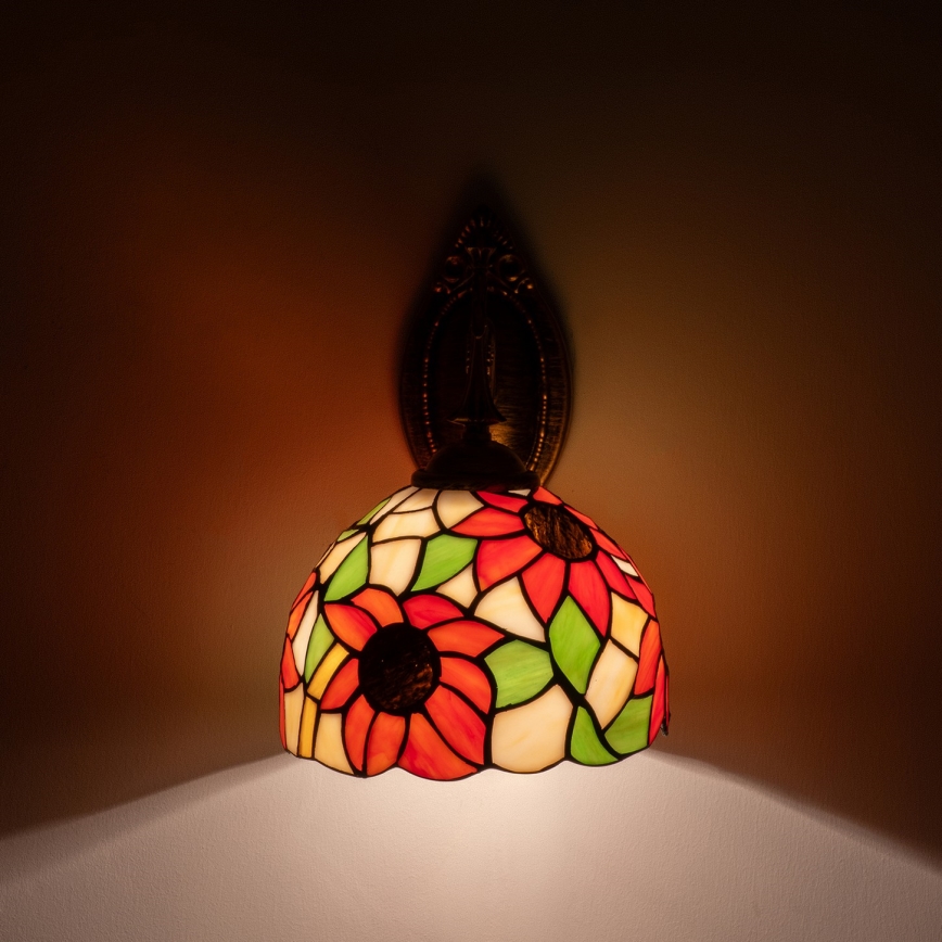 Brilagi - Tiffany-Buntglas-Wandleuchte SUNFLOWER 1xE14/40W/230V