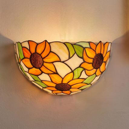 Brilagi - Tiffany-Buntglas-Wandleuchte SUNFLOWER 1xE14/40W/230V