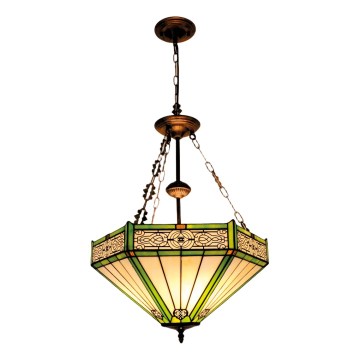 BRILAGI - Tiffany-Glas-Kronleuchter an Kette EMERALD 3xE27/60W/230V Ø 50 cm