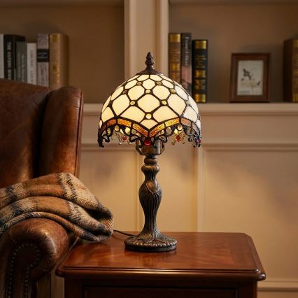 BRILAGI - Tiffany lampada da tavolo a vetri colorati IVORY 1xE27/60W/230V