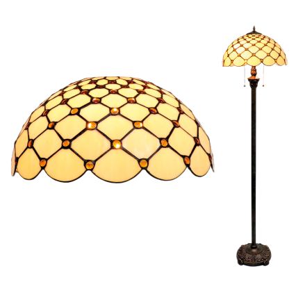 BRILAGI - Tiffany lampadaire en vitrail IVORY SMOOTH 2xE27/60W/230V