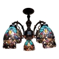 BRILAGI - Tiffany lustre affleurant en vitrail CORAL 5xE27/60W/230V Ø 60 cm