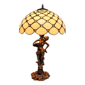 BRILAGI - Tiffany-Tischlampe aus Buntglas IVORY SMOOTH 1xE27/60W/230V