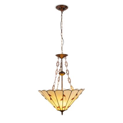Brilagi - Tiffany-Vitrage-Hängeleuchte an Kette FOLIA 3xE27/60W/230V Ø 50 cm