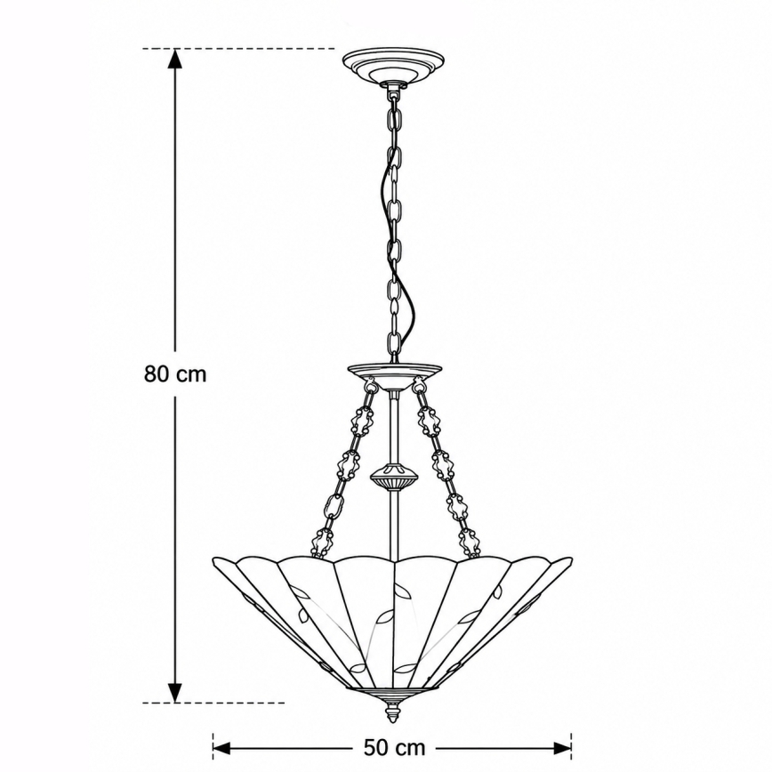 Brilagi - Tiffany-Vitrage-Hängeleuchte an Kette FOLIA 3xE27/60W/230V Ø 50 cm