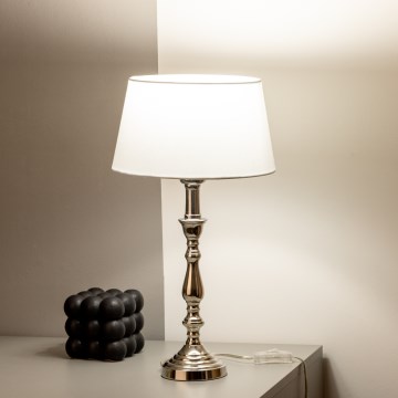 Brilagi - Tischlampe CERIA 1xE27/60W/230V Ø 25 cm glänzender Chrom/weiß