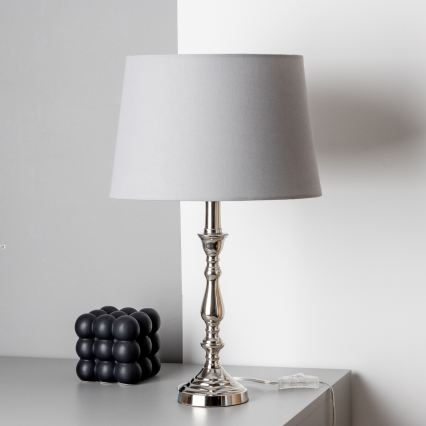 Brilagi - Tischlampe CERIA 1xE27/60W/230V Ø 30 cm glänzender Chrom/Grau