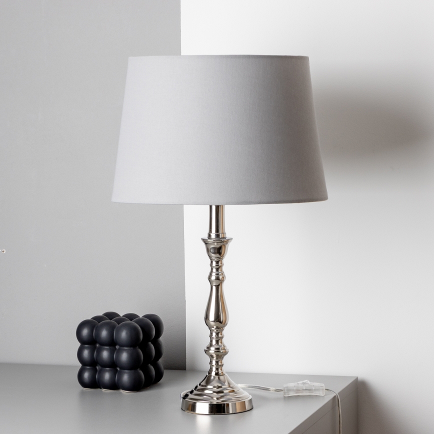 Brilagi - Tischlampe CERIA 1xE27/60W/230V Ø 30 cm glänzender Chrom/Grau