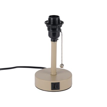 Brilagi - Tischlampe mit USB-Anschluss TABLON 1xE27/25W/230V beige/grau