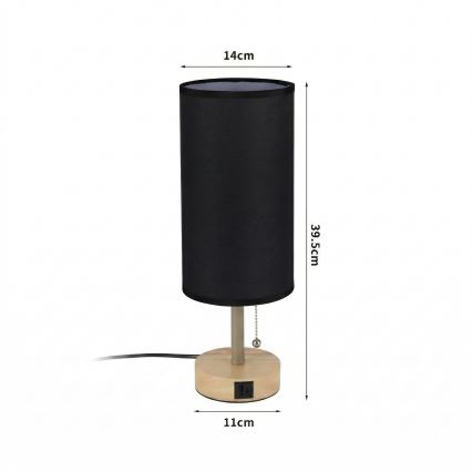 Brilagi - Tischlampe mit USB-Anschluss TABLON 1xE27/25W/230V Eiche/Beige/Schwarz