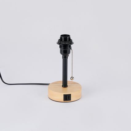 Brilagi - Tischlampe mit USB-Anschluss TABLON 1xE27/25W/230V Eiche/schwarz/weiß