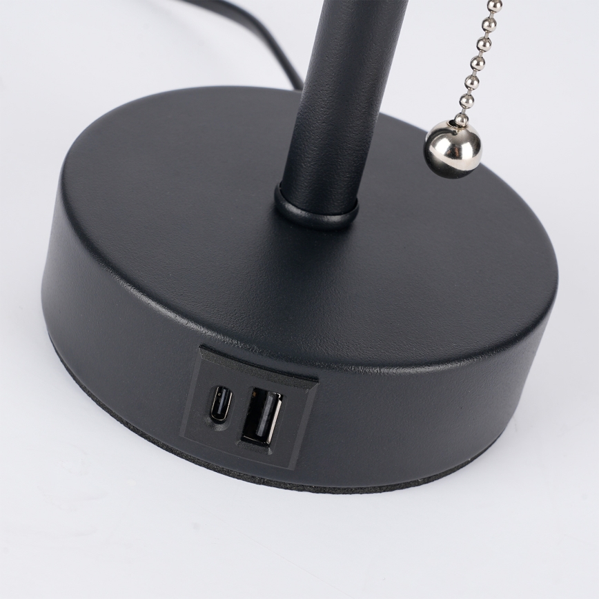 Brilagi - Tischlampe mit USB-Anschluss TABLON 1xE27/25W/230V schwarz/beige